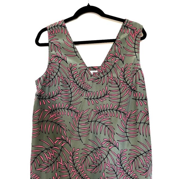 Nordstrom Halogen Palm Print Midi Dress L - Picture 3 of 16